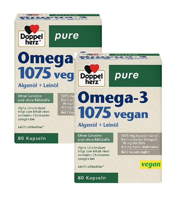2xPack Doppelherz® Omega-3 1075 Vegan Pure Capsules - 160 Pcs