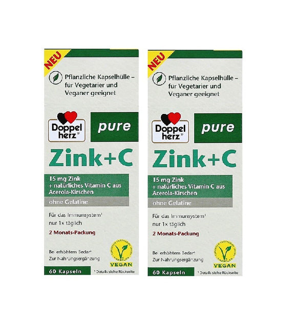 2xPack Doppelherz®Pure Zink+C  Capsules - 120 Pcs