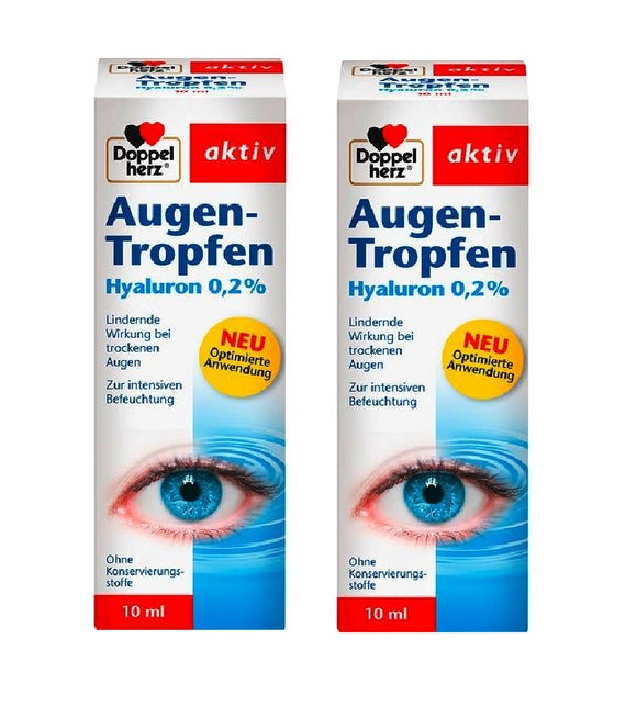 2xPack Doppelherz Active Eye Drops Hyaluron 0.2% - 20 ml