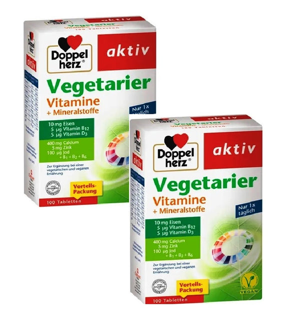 2xPack Doppelherz® Vegetarian Vitamins and Minerals Active Tablets - 60 Pcs