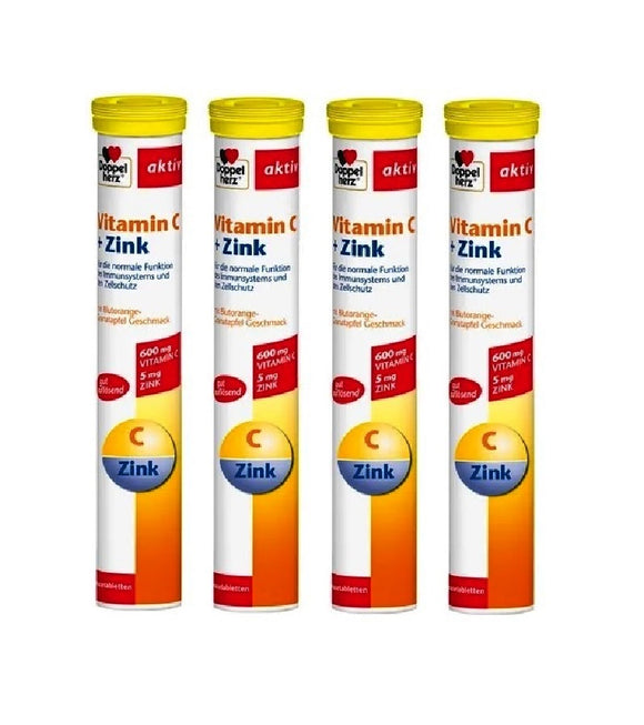 4xPack Doppelherz Vitamin C + Zink Effervescent Tablets - 60 Pcs
