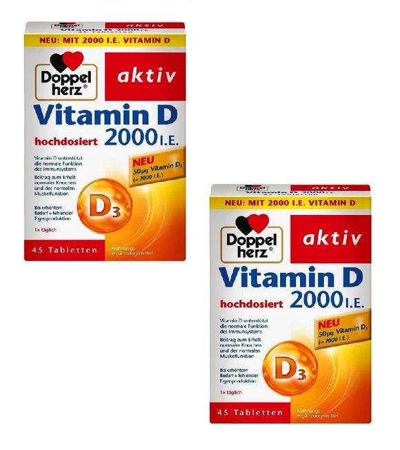 2xPack Doppelherz Active Vitamin D 2000 IUs - 90 Tablets