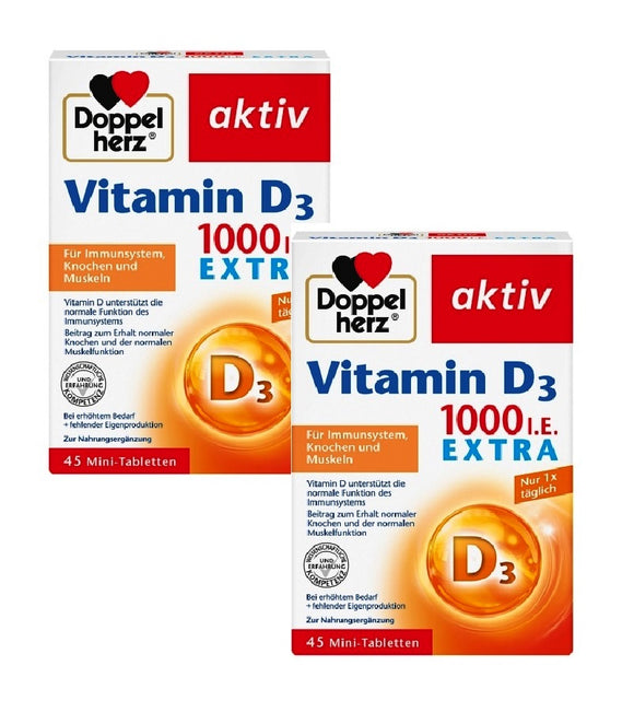 2xPack Doppelherz® Vitamin D3 1000 IU EXTRA Tablets - 90 Pcs