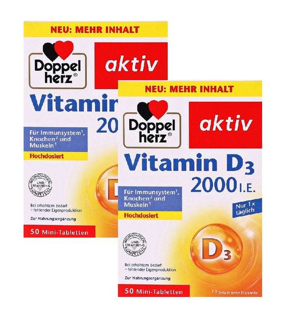 2xPack Doppelherz® Vitamin D3 2000 I.E Tablets - 100 Pcs