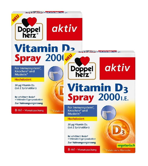 2xPack Doppelherz® Vitamin D 2000 I.E. Spray - 16 ml