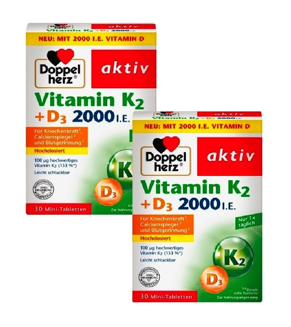 2xPack Doppelherz®Vitamin K2 + D3 Tablets - 60 Pcs