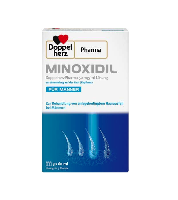 Doppelherz® Pharma MINOXIDIL Hair Regrowth Sloutuon for MEN - 3 Month Supply