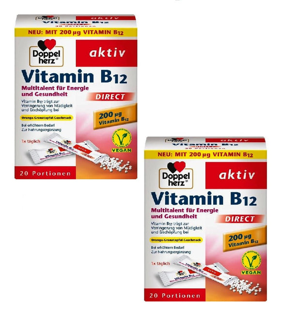 2xPack Doppelherz Active Vitamin B12 Direct - 40 Portions