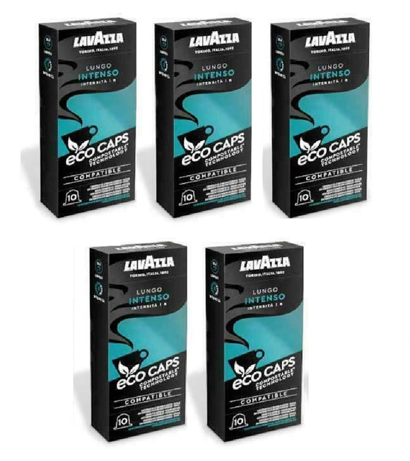 5xPack Lavazza Eco Caps  Lungo Intenso Nespresso Compatible - 50 Capsules