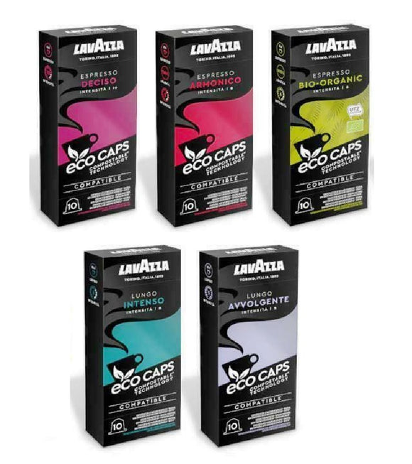 5xPack Lavazza Eco Coffee Caps Trial pack  Nespresso Compatible - 50 Capsules