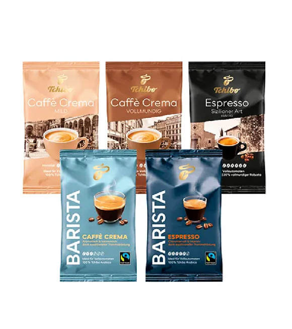 Tchibo Espresso & Caffè Crema Sample Set - 5x100 g Whole Beans