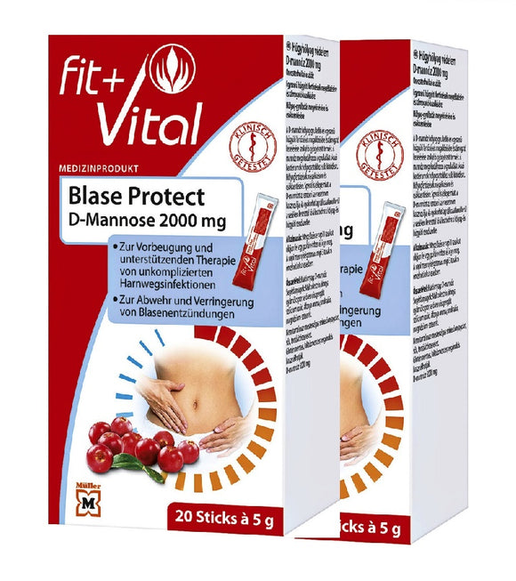 2xPack Fit + Vital Blase Protect Mannose Sticks for Healthy Bladder - 40 Pcs