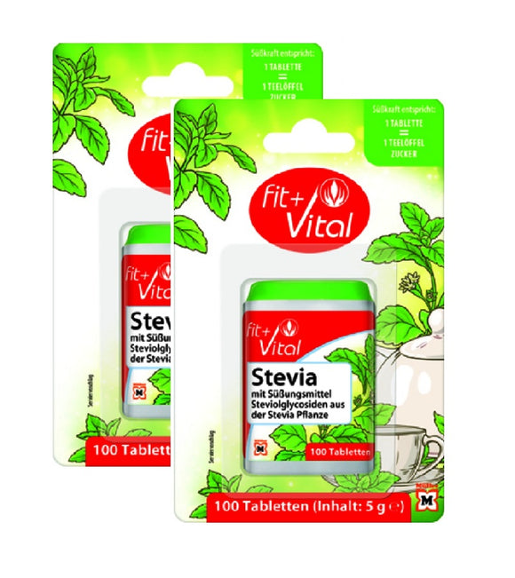 2xPack Fit + Vital Stevia Sweetener Tablets Food Supplements - 200 Pcs
