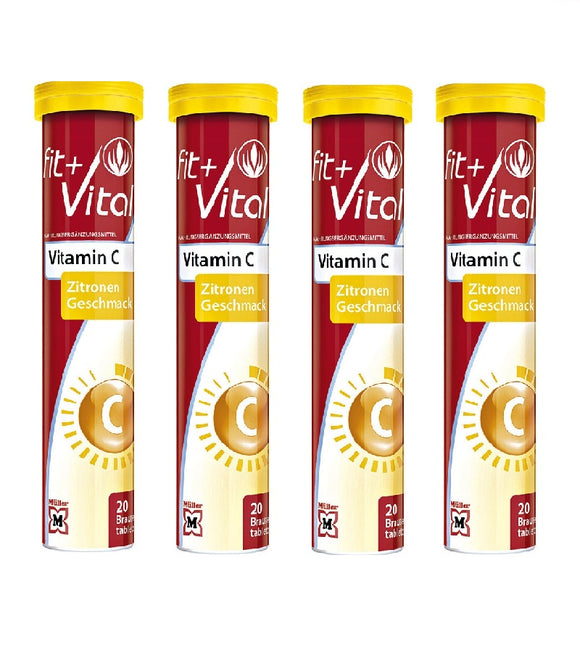 4xPack Fit + Vital Vitamin C Effervescent Drink Tablets Food Supplements - 80 Pcs
