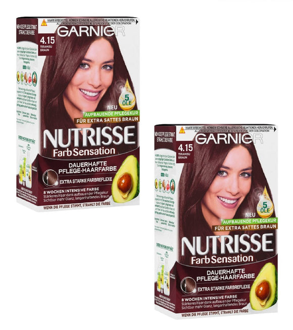 2xPack Garnier Nutrisse Color Sensation Permanent Care Hair Color - 4.15 Tiramisu Brown