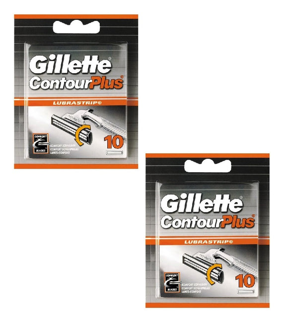 2xPack Gillette Contour Plus Replacement Blades - 20 Cartrdiges