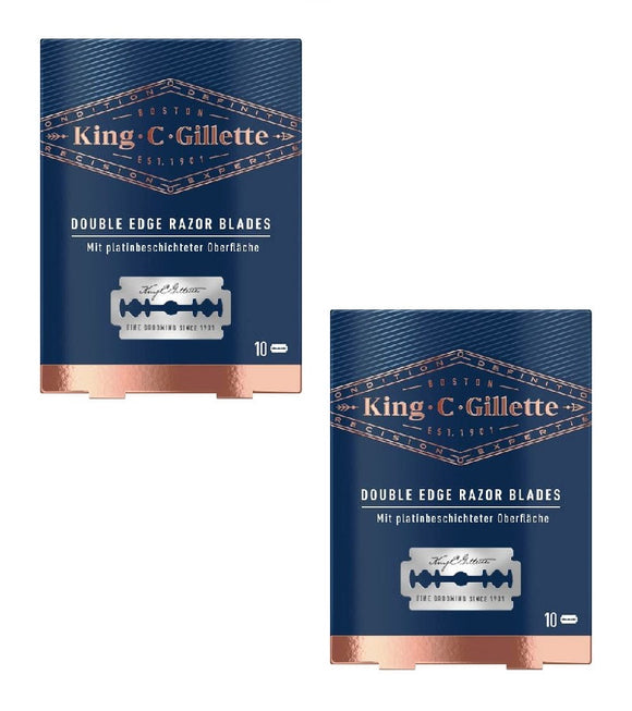 2xPack King C. Gillette Safety Double-edged Platinum-coated Razor Blades - 20 pieces