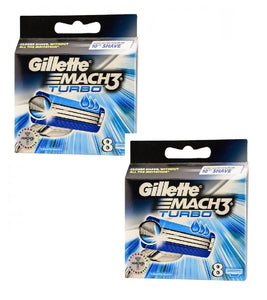 2xPack Gillette Mach3 Turbo Replacement Blades - 16 Cartridges