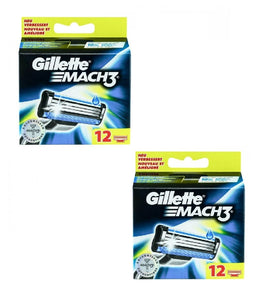 2xPack Gillette Mach3  Replacement Blades - 24 Cartridges