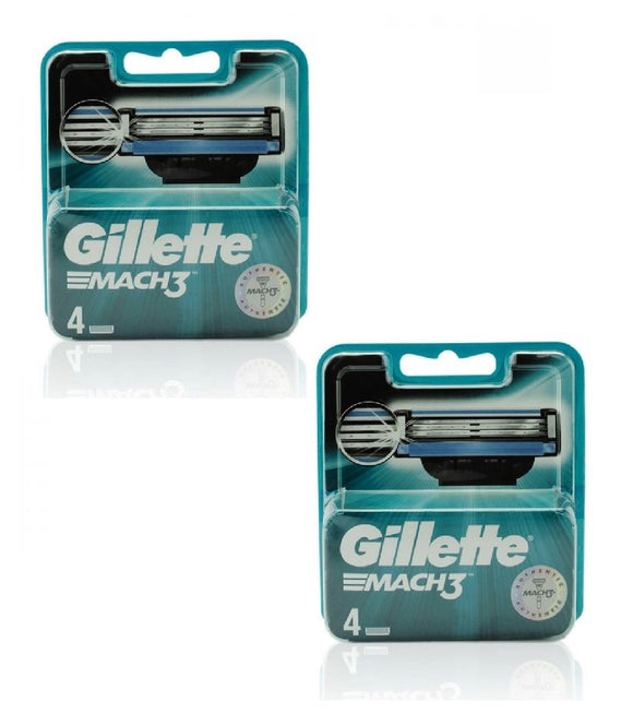 2xPack Gillette Mach3 Replacement Blades (4-pack) 8 Cartrdiges