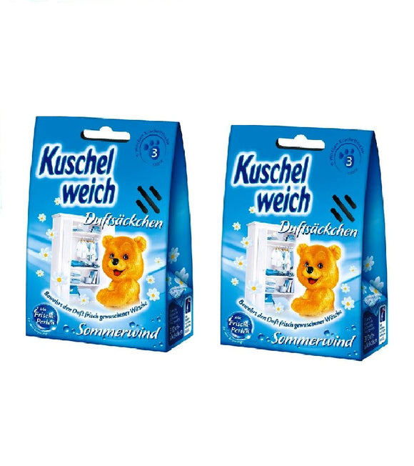 2xPacks of Kuschelweich Fragrance Bags 'Summer Wind' for Fresh Laundry Closet/Wardrobe