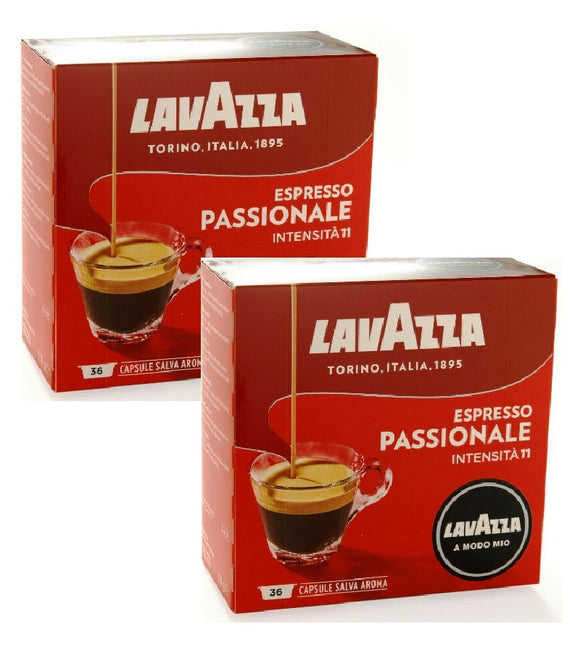 2xPack LAVAZZA Passionale Coffee Capsules for Modo Mios Machines - 72 Capsules
