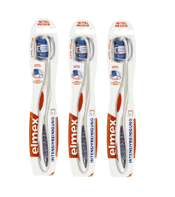 3xPack Elmex Intensive Cleaning Medium Toothbrush