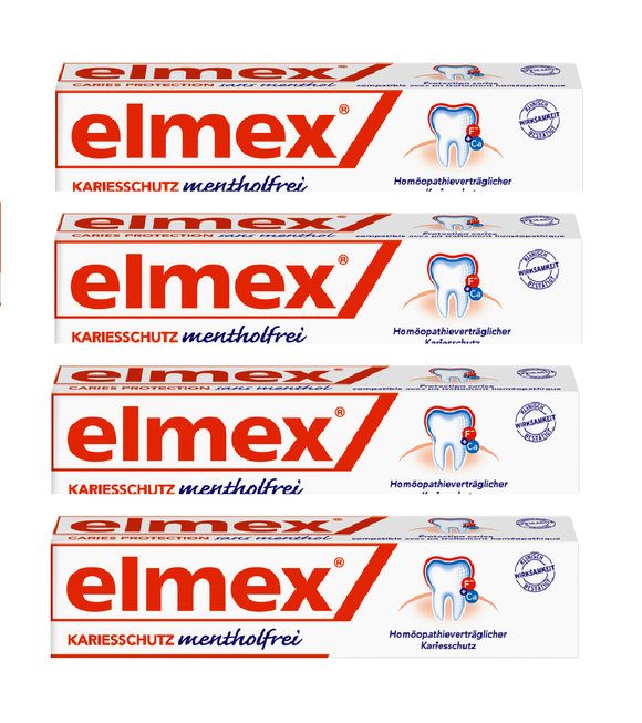 4xPack Elmex Tooth Decay Caries Protection Menthol-Free Toothpaste - 300 ml