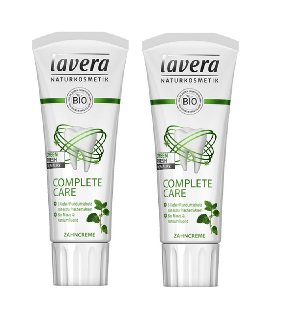 2xPack Lavera Organic Mint and Sodium Floride Complete Care Toothpaste - 150 ml