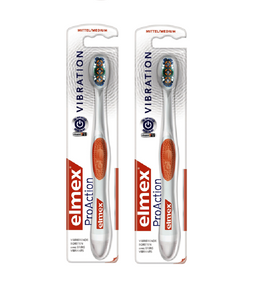 2xPack Elmex Vibration Pro Action Electric Manual Toothbrush - Medium