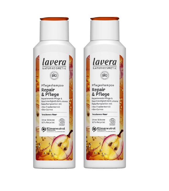 2xPack Lavera Silicon-Free Care & Repair Shampoo for Dry Hair - 500 ml
