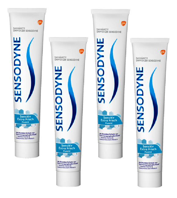 4xPack Sensodyne Fluoride + Extra Fresh Toothpaste - 300 ml