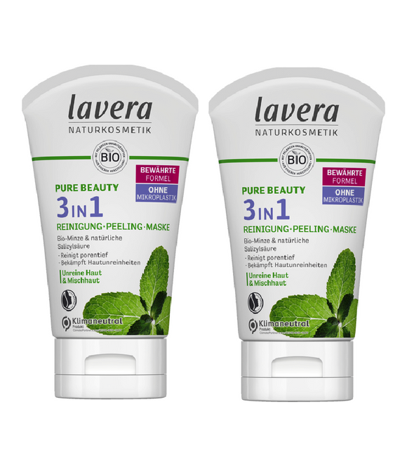 2xPack Lavera PURE BEAUTY 3in1 Cleansing - Peeling - Mask - 250 ml