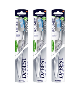 3xPack Dr.BEST Polimed Rounded-Head Medium Toothbrush