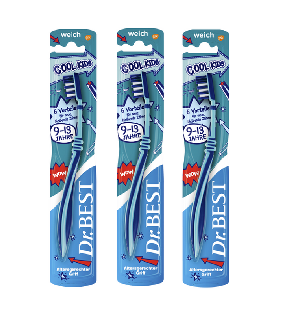 3xPack Dr.BEST Cool Kids Soft Toothbrush for Children