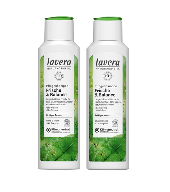 2xPack Lavera Organic Matcha Freshness & Balance Shampoo for Greasy Hair -  500 ml