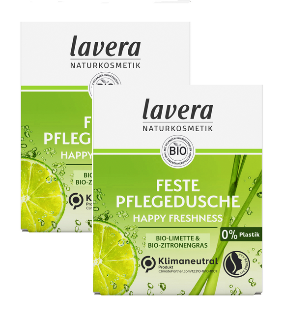 2xPack Lavera Organic Lime and Lemon Grass Happy Freshness Solid Shower Wash - 100 g