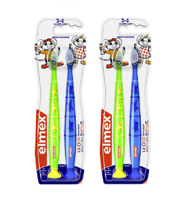 2xPack Elmex Children's Toothbrush Soft Double Pack - 4 Pcs