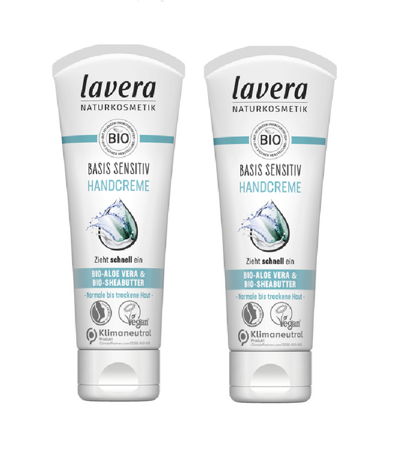 2xPack Lavera Organic Basic Sensitive Hand Cream - 150 ml