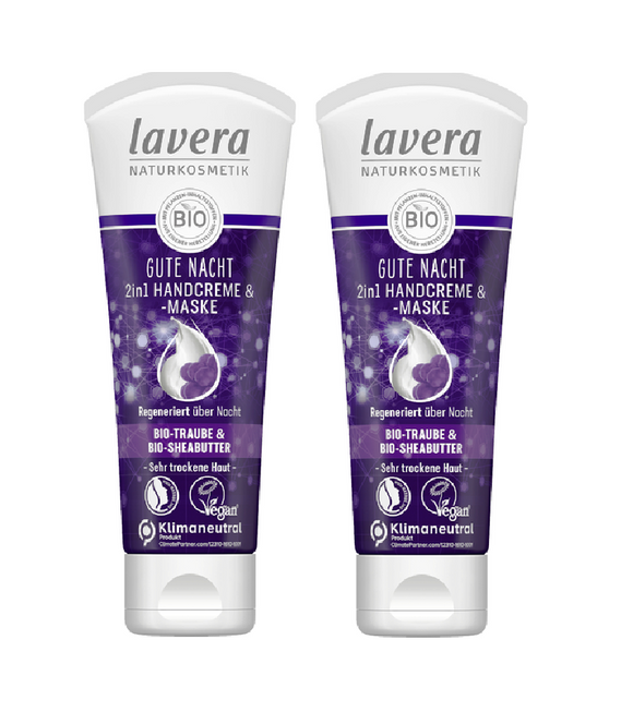 2xPack Lavera Good Nght 2in1 Hand Cream & Mask - 150 ml