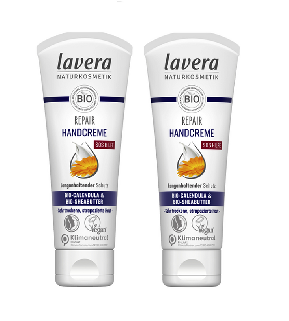 2xPack Lavera Repair Hand Cream with Organic Calendula and Shea Butter - 150 ml