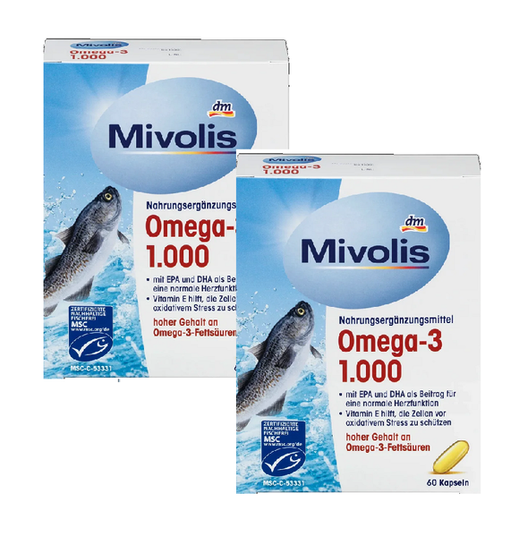 2x Pack Mivolis Omega-3 1000 mg Capsules - 120 Pcs