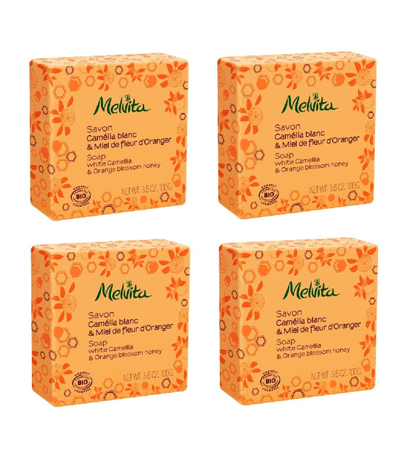 4xPack Melvita Organic Soap with Cameila and Orange Blossom - 400 g