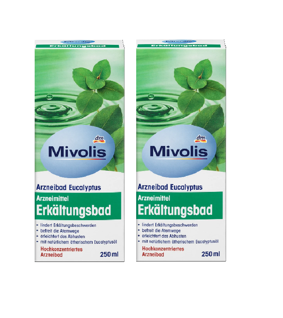 2xPack Mivolis Eucalyptus Cold Medicinal Bath Oil - 500 ml