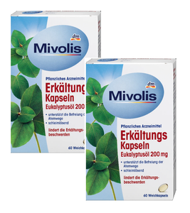 2xPacks Mivolis Cold Capsules with Eucalyptus Oil - 120 Capsules