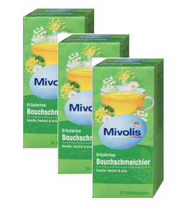 3xPack Mivolis Tummy Flatterer" Herbal Tea with Chamomile, Fennel, Anise - 75 Bags