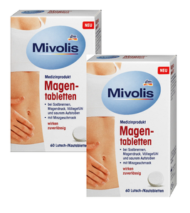 2x Packs Mivolis Magnesium Trsilicate Stomach Tablets - 120 Pcs