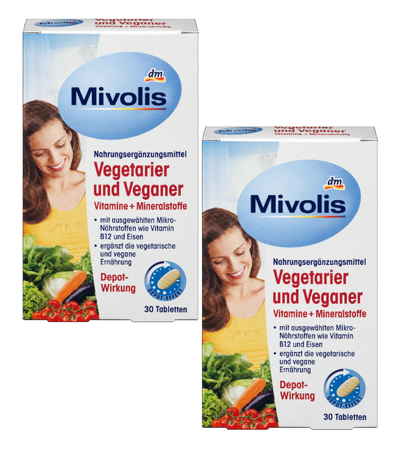 2x Packs Mivolis Vegetarian & Vegen Depot Tablets - 60 Tablets
