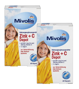 2xPack Mivolis Zink + C Depot Capsules - 120 pcs