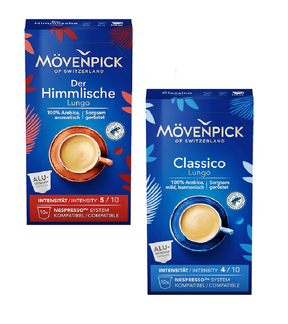 Mövenpick Classico Lungo + Mövenpick The Heavenly Lungo Nespresso Capsules - 20 Capsules - SPECIAL OFFER